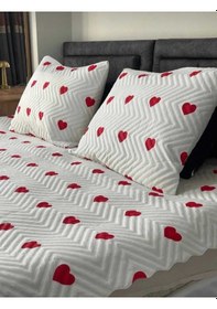 Resim Ultrasonic Kapitone Yatak Örtüsü Takımı, Tek Kişilik Beyaz Renk, Şık Ve Hafif Tasarım, 2 Parça Set Renkli 