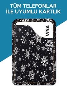 Resim Cekuonline Samsung Note 5 FE 8 9 10 20 Ultra Plus Uyumlu Kar Taneleri Desenli Deri 3M Kartlık Kılıf 