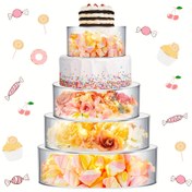 Resim 4 Adet Pasta Standı, Akrilik Silindir Düğün Standı, Şeffaf Dolgulu Dekoratif Katman, Düğün Doğum Günü Halloween Noel Etkinlik ve Parti Malzemeleri İçin 