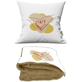 Resim Çizgi Kalp Desenli İç Dolgusu Battaniyeli Araç İçi Opsiyonel Yas 