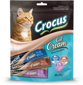 Resim Crocus Karışık Karidesli & Yengeçli & Somonlu - Karidesli Krema Yetişkin Kedi Ödül Maması 30 X 15 Gr 