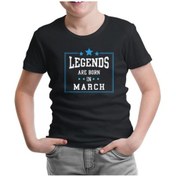 Resim Legends Born In March Siyah Çocuk Tshirt 