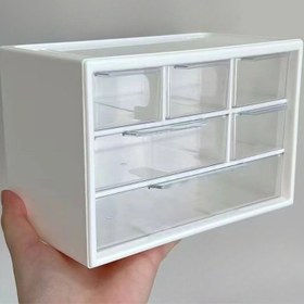 Resim 1 adet Çekmece ile Şeffaf Plastik Masaüstü Düzenleyici - Ofis Malzemeleri, Kozmetikler ve Banyo Gereçleri için Büyük Kapasiteli Çok Fonksiyonlu Depolama Kutusu, Ev veya Ofis Kullanımı için Hafif Tasarım, Masaüstü Depolama Organizatörü 