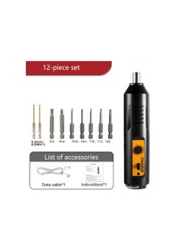Resim Boatshop1 12 Adet Kablosuz Elektrikli Tornavida Seti 3 6v Şarjlı Matkap Usb Şarj Lityum Pil Ev Onarımı Aksesuarlar Dahil 