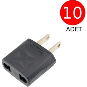 Resim Tek-İş Türk Fişi - Amerika Fişi Çevirici Adaptör Amerikan Fiş Priz Dönüştürücü Seyahat Adaptörü 10 Adet 