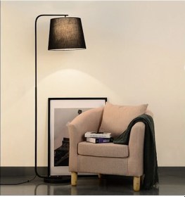 Resim Riolight Retro Rustik Siyah Hareketli Kumaş Başlik Metal Lambader 