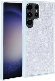 Resim Samsung Galaxy S23 Ultra ile uyumlu Kılıf Parlak Full Taşlı Tasarım Ston Kapak Mavi Açık 