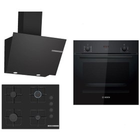 Resim Bosch HBF512BB1T - POP7C6P30O - DWK66PJ60T Siyah Ankastre Set 