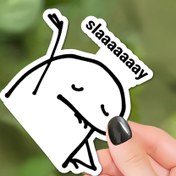 Resim Eğlenceli "Slaaaaay" Karikatür Etiketi - Su Geçirmez Vinil, Kendinden Yapışkan, Telefon, Dizüstü Bilgisayar ve Tatil Hediyeleri için İdeal, Şenlikli Hediyelik İdea|Oyun Sever Tasarım|Dayanıklı Vinil 