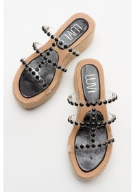 Resim Luvishoes Marje Siyah Taşlı Kadın Dolgu Taban Terlik Siyah 