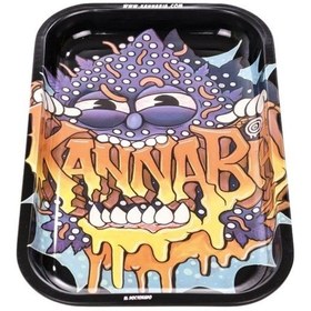 Resim Büyük Metal Tepsi Kannabia Beyaz 