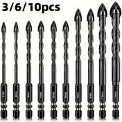 Resim 6/10adet Tungsten Karbür Masonry Delikli Matkap Seti, Altıgen Gömlek, Metal Yapı, Çok Amaçlı Fayansta, Tuğla, Beton, Cam, Ahşap, Elektrik Gerektirmez, Karma Ürün Setleri için 