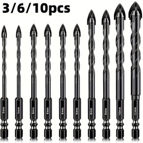 Resim 6/10adet Tungsten Karbür Masonry Delikli Matkap Seti, Altıgen Gömlek, Metal Yapı, Çok Amaçlı Fayansta, Tuğla, Beton, Cam, Ahşap, Elektrik Gerektirmez, Karma Ürün Setleri için 
