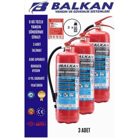 Resim 6 Kg Ruhsata Uygun 4 Yıl Tozlu Yangın Tüpü 3 Adet Talimat-levha 