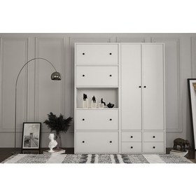 Resim Nettrends Düser Kapakli Çekmeceli Çok Amaçli Dolap Beyaz 130 cm ÇA-D-1091-Ç 