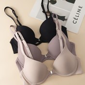 Resim 3 Parça Ön Bağlamalı Push-Up Sütyen - Çapraz Arkalı ve Tel Destekli, Yüksek Destekli T-Shirt Sütyenler, Sökülemez Dolgulu Göğüslikler, Nefes Alabilen Rahatlık Günlük Kıyafetler İçin (Siyah & Bej), Şık İç Giyim, Zarif Tasarım, Yüksek Destekli İç Çamaşırı 