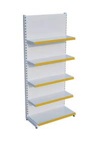 Resim Beyaz Renk Metal 5 Katlı Market Raf Sistemi Market Rafı G90cm Yükseklik H220 Cm Sarı 