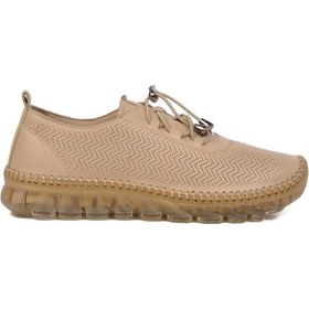 Resim Bej Hakiki Deri Kadın Günlük Ayakkabı 0003 Z Bej 