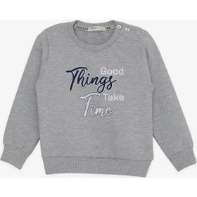 Resim Breeze Girls & Boys Erkek Çocuk Sweatshirt Yazı Baskılı 2-6 Yaş, Açık Gri Melanj-açık Gri Melanj Açık Gri Melanj 