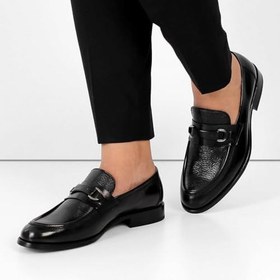 Resim Erkek Siyah Deri Loafer 