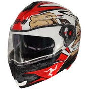 Resim Free-M 961 Monkey Güneş Vizörlü Çeneden Açılır Kask Siyah - Beyaz - Kırmızı 