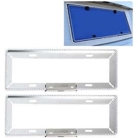 Resim 2 Adet Araba Plaka Çerçeveleri Araba Styling Plaka Çerçevesi Alüminyum Alaşımlı Evrensel Plaka Tutucu Araba Aksesuarları Gümüş 