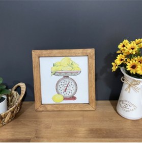 Resim TrendTablom Limon Tartısı Ahşap Çerçeveli Mutfak Balkon Duvar Panosu 