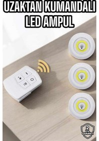 Resim Led Lamba 3'lü Uzaktan Kumandalı Yapışkanlı Beyaz Işık Renkli 