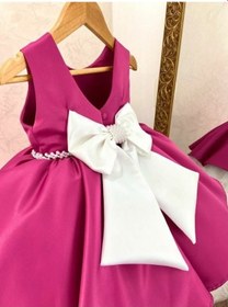 Resim Bertuğ Bebek Maşa İle Koca Ayı Kız Çocuk Bebek Menekşe Saten Abiye Kostüm Elbise 001 