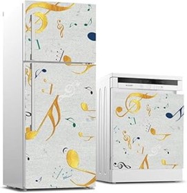 Resim Qedii Buzdolabı Ve Bulaşık Makinası Beyaz Eşya Sticker Kaplama Renkli Notalar 
