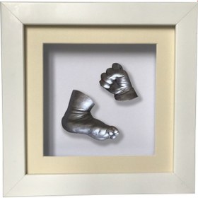 Resim Küçük İzler Beyaz Çerçeveli Bebek El Ve Ayak İzi Heykeli Set 