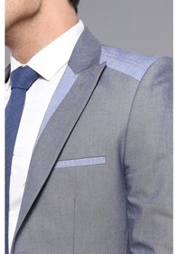 Resim Çift Düğmeli Cepli Sivri Yaka Koyu Mavi Erkek Ceket - Wessi Koyu Mavi 