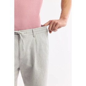 Resim AVVA Erkek Gri Beli Lastikli Keten Karışımlı Relaxed Fit Şort B003731 