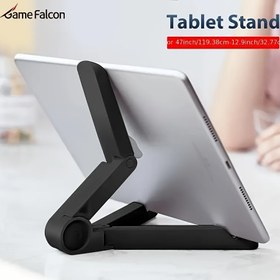 Resim IPad, IPhone, Galaksi için Ayarlanabilir Katlanır Tablet Standı - Taşınabilir PE Malzeme Kaymaz Yapışkan Ped, Katlanabilir Kompakt Tasarım, Android ve Apple Cihazları ile Uyumlu 9 ° Açı Ayarı Tutucu, Ayarlanabilir Cihaz Standı | Şık Cihaz Tutucu | Kaymaz Taban 