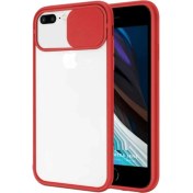 Resim Efnan Store Apple iPhone 7 Uyumlu Kılıf Slayt Kamera Lens Korumalı Sürgülü Kapaklı Buzlu Renkli Silikon 