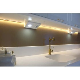 Resim Full Reyon Açma Kapama Düğmeli, Çift Prizli, Beyaz Işık Ledli, Banyo Mutfak Tezgah Altı Üstü, Dolap Içi Armatür 