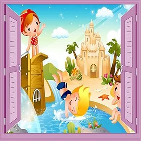 Resim Çocuk Odası Bebek Odası Pencere Poster Duvar Kağıdı Tatil 