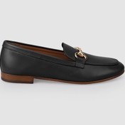Resim %100 Hakiki Deri Siyah Tokalı Kadın Loafer Siyah 