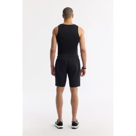 Resim AVVA Erkek Siyah Beli Lastikli %100 Keten Relaxed Fit Şort B003732 