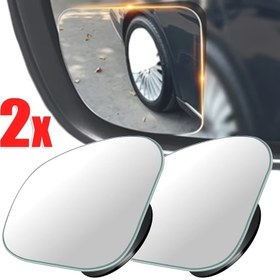 Resim 360 Derece Dönebilen Çerçevesiz Yardımcı Arka Görüş Aynası ile 2 Adet Araba Kör Nokta Aynası 