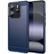 Resim Redmi Note 14 4g 163.25mm Karbon Fiber Fırçalanmış Doku Tpu Telefon Kılıfı İçin Mavi 
