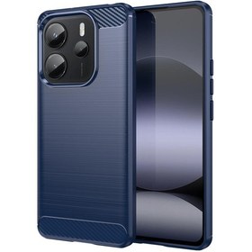 Resim Redmi Note 14 4g 163.25mm Karbon Fiber Fırçalanmış Doku Tpu Telefon Kılıfı İçin Mavi 