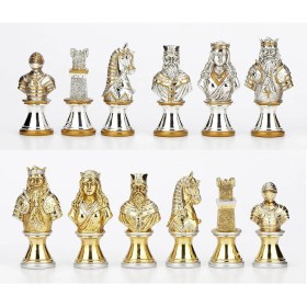 Resim Veronese Medieval Şovalye Figürlü Metal Satranç Taşları 