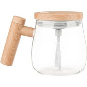 Resim Topnotch Brown-1 Tek Tuşla Çalışan Şarjlı Karıştırıcı, Kahve Süt Protein Tozu İçin Şeffaf Kapaklı 