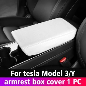 Resim Cdwishbest Beyaz Araba Kol Dayama Kutusu Koruyucu Kapak Tesla Model 3 Model Y Merkezi Kontrol Kol Dayama Kapağı Deri Aksesuarları Dekorasyon Iç (Yurt Dışından) 