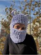 Resim Novaglow Hayvan Figürlü Şapka Puffy Bere Kar Maskesi Kayak&snowboard Balaclava Örgü Bere Örgü Şapka 