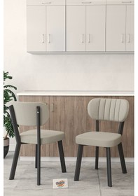 Resim Gnr 90cm Sabit Efes Mutfak Masası Takımı, Yemek Masası, 4 Modern Krem Sandalye Krem 