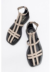Resim Luvishoes Odeil Bej Hakiki Deri Kadın Sandalet Bej 