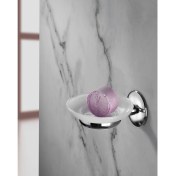 Resim SAS Krom Kaplama Yapışkanlı Mat Plastik Banyo / Tuvalet Katı Sabunluk S-105 