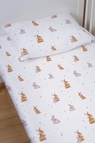 Resim Organik Bebek Boy Lastikli Çarşaf Seti - Neşeli Tavşan Notaları 80 x 140 
